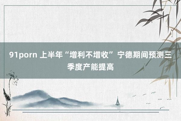 91porn 上半年“增利不增收” 宁德期间预测三季度产能提高