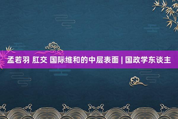 孟若羽 肛交 国际维和的中层表面 | 国政学东谈主