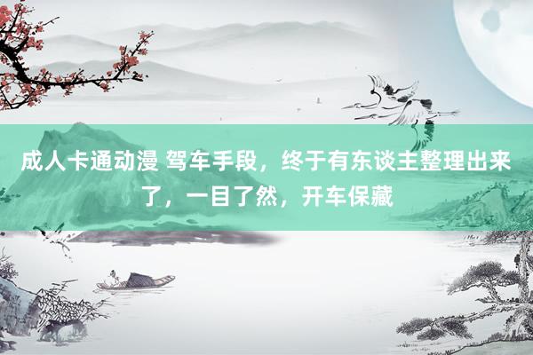 成人卡通动漫 驾车手段，终于有东谈主整理出来了，一目了然，开车保藏