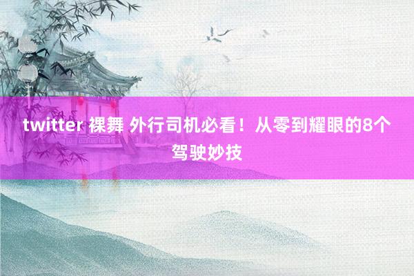 twitter 裸舞 外行司机必看！从零到耀眼的8个驾驶妙技