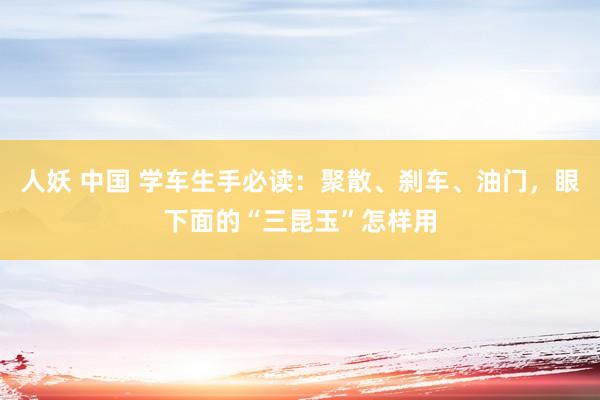 人妖 中国 学车生手必读：聚散、刹车、油门，眼下面的“三昆玉”怎样用